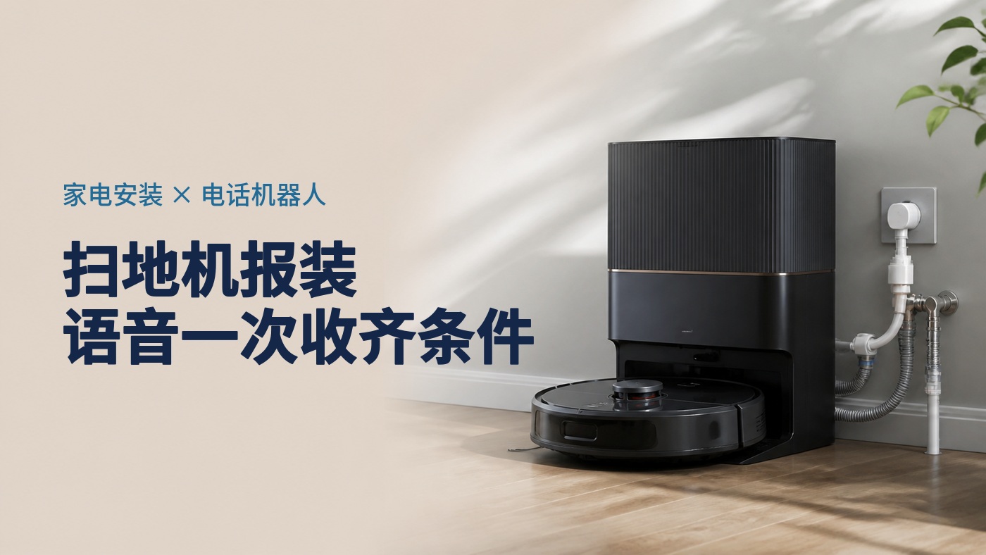 扫地机上下水报装预约，电话语音机器人一次收齐型号、到货和安装条件的部署路径