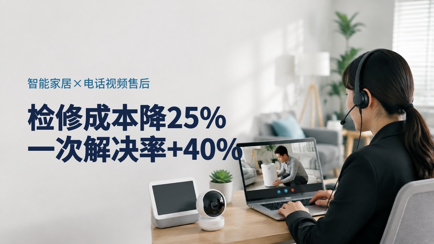 现场检修成本降25%、一次解决率提升40%：某智能家居品牌电话与视频客服协同售后复盘